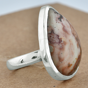 925 Sterling Silver Handmade <b>Ring</b> Classic Pear Shaped Jasper Gemstone Bezel Setting Fashionable Silver Plating for Wedding Gift - Product Image 3