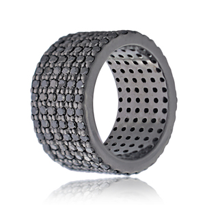 Most Demanding 925 Sterling Silver Black Genuine Natural Diamond Elegant Eternity <b>Band</b> <b>Ring</b> - Product Image 4