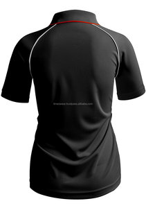 Femmes Personnalisé Demi Manches zippé Polo Noir - Product Image 3