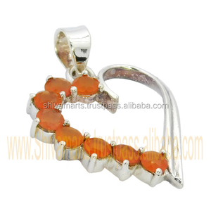 Élégant pendentif cœur en cornaline véritable fait à la main bijoux en argent sterling 925 bijoux fins pendentifs et breloques - Product Image 2