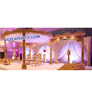 Piliers en bois de designer pour mariage, Mandap avec détails sculptés à la main, six piliers, légers, taille personnalisée pour Vivah - Product Image 1