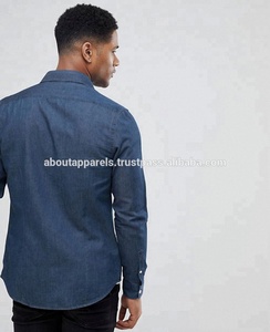 เสื้อเชิ้ตยีนส์พิมพ์ลายแขนยาวทรงสลิม คอโอ ผ้าฝ้าย 100% สำหรับทุกเพศทุกวัย ไซส์ใหญ่พิเศษ ดีไซน์โลโก้ - Product Image 2