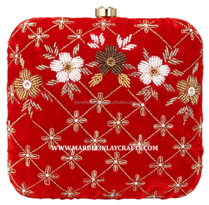 Zari Embroidery <b>Beaded</b> Indian Clutch <b>Purse</b> - Product Image 1