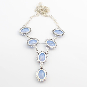 Classic <b>925</b> Sterling <b>Silver</b> Chalcedony Handmade <b>Necklace</b> - Product Image 4
