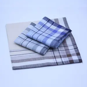 Pañuelo de algodón para hombre, pañuelo personalizado, hilo 100% de algodón teñido, 40X40 AFH-001, a rayas, barato, venta al por mayor