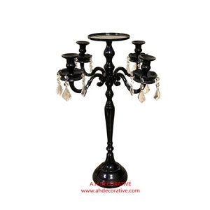 <b>Black</b> Powder Coated <b>Candelabra</b> with Crystal Drop Handmade New Design Metal Decorative Classic Design <b>Candelabra</b> - Product Image 1
