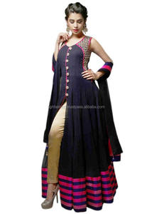 Robe traditionnelle de créateur Anarkali pour adultes pour vêtements indiens et pakistanais - Product Image 2