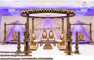 Boda hindú Ganesha de madera Mandap Ganesha madera Mandapam para boda Tamil boda real redondo de madera Mandap Reino Unido - Product Image 6