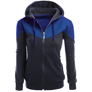 Pulls d'hiver à la mode pour femmes hauts sweats à capuche bleu noir avec lettre brodée imprimée grande taille sweats d'hiver avec poches - Product Image 1