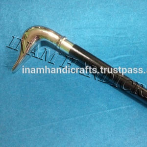 ไม้เท้าไม้ด้ามเป็ดทองเหลือง,ไม้เท้าเดินสีดำพร้อมด้ามเป็ดทองเหลือง - Product Image 2