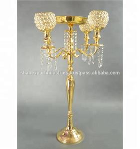 Design fantaisie 5 bras cristal photophore métal argent candélabre pour la maison et mariage décoration de table centres de table - Product Image 2