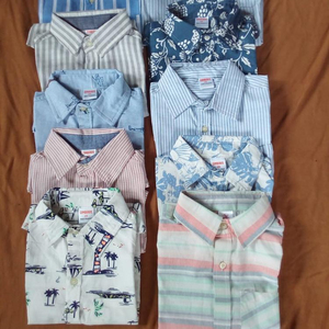 Lots de stock du Bangladesh, chemises à manches courtes pour garçons, authentiques, de marque, rayées, décontractées, imprimées, en coton, boutonnées, col rabattu - Product Image 1