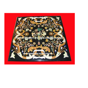 Italian Marble Dining <b>Table</b> Top, Stone Inlay <b>Table</b> Top - Product Image 1