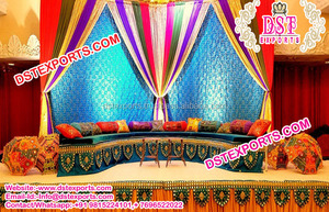 Traditional Indian Dulhan Doli Theme Backdrop Indian Wedding Backdrop <b>Curtains</b> Embroidered <b>Curtain</b> Manufacturer and Exporter - Product Image 4