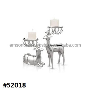 Portavelas de Metal dorado Reno Metal Reno Decoración de mesa de oficina Reno Par de portavelas - Product Image 3