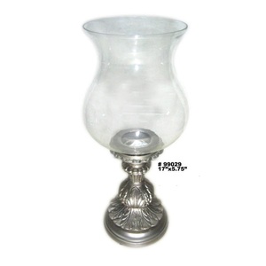 Cast Aluminium Hurricane <b>Candle</b> <b>Holder</b> With Glass Pewter Finished Decorative Chimneys in Mirror Polish Home Decoration - Product Image 1