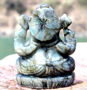 Estatua de Ganesha Tallada a Mano en Labradorita, Escultura Budista Religiosa, Piedra Preciosa Natural, Gemas Rudra Grabadas EN;10122740 India - Product Image 3