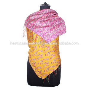 Kantha-Foulard en soie fait à la main, style vintage, design tendance pour filles SC1237, en coton cousu à la main - Product Image 2