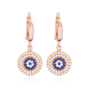 Eye Design Zircon Rose Stone Dangle Boucle D'oreille Turc En Gros 925 Bijoux En Argent Sterling - Product Image 1