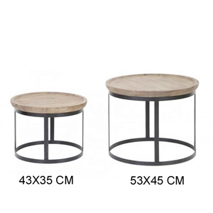 โต๊ะกาแฟโลหะพร้อมโต๊ะไม้ด้านบนทันสมัยโต๊ะท้ายที่ขายดีที่สุด - Product Image 3