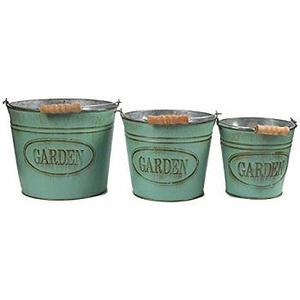 Seau à fleurs en fer coloré rustique, seau vert, décoration pour maison et jardin, DESIGN à la main - Product Image 2