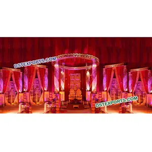 Mandap คริสตัลคริสตัลสีทอง Mandap สำหรับงานแต่งงานที่น่าอัศจรรย์ Mandaps