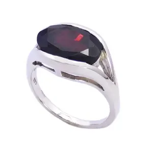 Naturroter Granat Ring Großhandel Schmuck solide 925 Sterling-Silberringe handgefertigter Schmuckhersteller und Lieferant