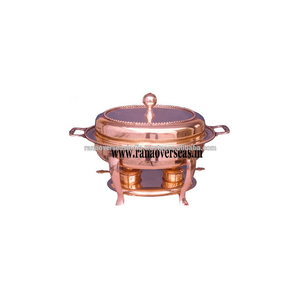 Vente en gros de chauffe-plats pour buffet chauffe-plats forme ovale en cuivre métal durable et efficace avec couvercle et poignée - Product Image 3