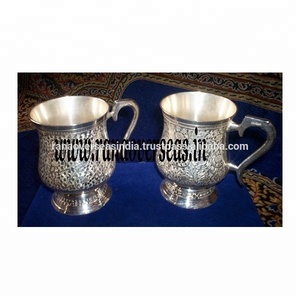 Juego de tazas de vino de latón hechas a mano con chapado en plata, para Bar, restaurante, Hotel y boda - Product Image 1