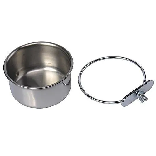 Stainless Steel Cages Coop Parrot Pet Food Water Bowl Bird Feeder Crate