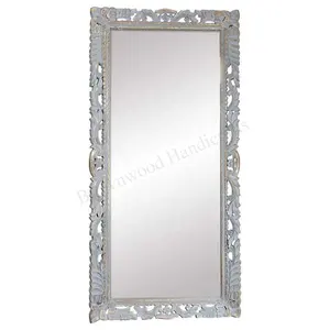 Best Quality Wooden Decorative Mirror Frame Supplier MDF Wood Carved Wall Art Decor Mirror Frame for Dressing at Low Price