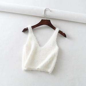 Top Corto Sexy con Tirantes en V para Mujer, Color Sólido, Hilo con Decoración de Bordado, Prenda Exterior Elegante para Mujer - Product Image 2