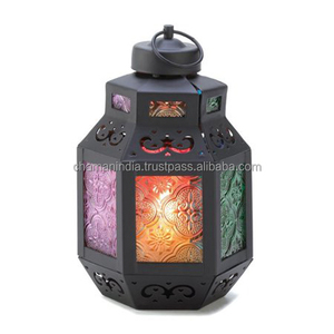 Metal <b>Tea</b> <b>Light</b> <b>Lanterns</b> Multicolored Glass - Product Image 1