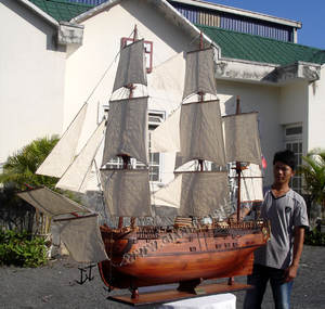 HM Bark Endeavour XL acajou en bois grand voilier modèle Style nautique décoration de la maison - Product Image 1