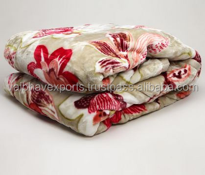 3 Ply Floral 100% Polyester Heavy Mink Blanket with Heated Feature by VAIBHAV EXPORTS