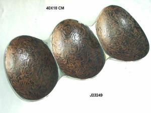 ชามอลูมิเนียมทรงรีสี่ช่องพร้อมชามสำหรับตกแต่งบ้านสไตล์หนังเคลือบเคลือบปลอดภัยสำหรับใส่อาหาร - Product Image 3