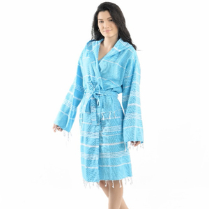 Peignoir de bain en coton 100% ultra doux et luxueux, rayé, en tissu éponge, 2 pièces, personnalisable pour hôtel, séchage rapide, respirant, léger - Product Image 1