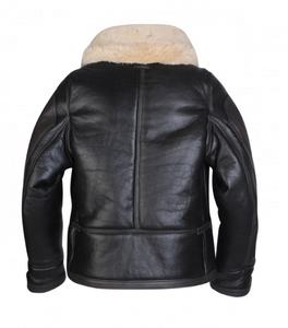 Veste en cuir à col en fourrure de mouton pour homme Aviator Pilot - Product Image 2