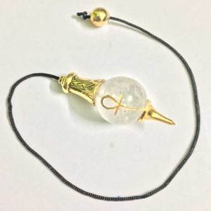 Matériau de pierre précieuse pendule de boule de quartz en cristal gravé unique - Product Image 1