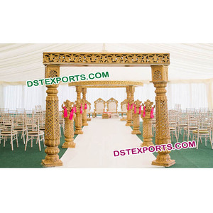 Haveli Wedding Mandap FRP Set Sillas de hierro de estilo indio para uso en fiestas en casa Hechas a mano por diferentes fabricantes de bodas Mandaps - Product Image 1