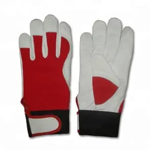 パキスタンからの卸売革手袋汎用作業用手袋ヤギ革パームアセンブリ革作業安全手袋