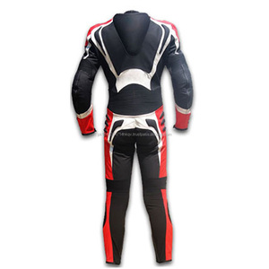 Excellent Design & Comfort, 100% genuine Cowhide leather / Motorcycle Leather Suit / Black and Red Leather Suit - Product Image 3