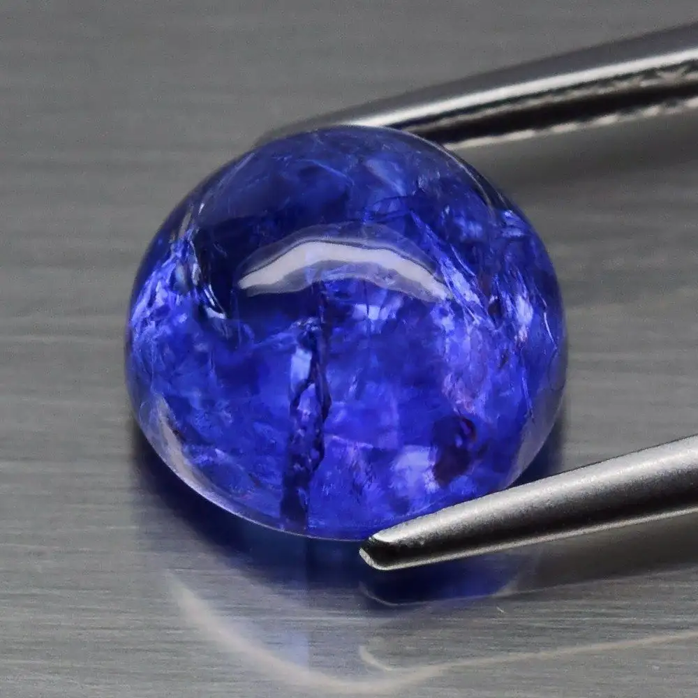 3.38ct 8.3mm दौर Cabochon प्राकृतिक वायलेट नीले Tanzanite तंजानिया