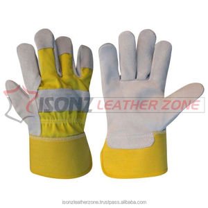 Guantes de trabajo de cuero dividido de Vaca amarilla con función antiimpacto Guantes de trabajo de seguridad de zona de cuero ISONZ duraderos - Product Image 1