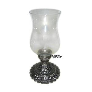 Cast Aluminium Hurricane Candle Holder With <b>Glass</b> Chimneys in Mirror Polish Home Decoration Silver Nickle Stylish Logo Handmade - Product Image 1