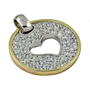 Pendentif Coeur en Argent Sterling 925 avec Zircon Cubique Bleu Plaqué Or Bijoux de Mode pour Femmes pour les Fêtes - Product Image 1