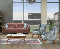 Ensemble de canapés de salon Ramada Modern Chesterfield en bois pour appartements, hôtels et hôpitaux, avec structure en bois massif