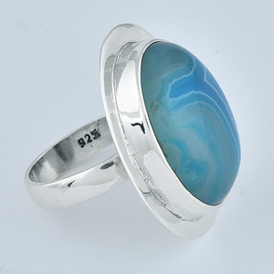 Oval Shape Botswana Agate Gemstone 925 <b>Sterling</b> <b>Silver</b> Oval <b>Ring</b> Jewelry Classic Style <b>Silver</b> Plated Fashionable <b>Ring</b> for Unisex - Product Image 3