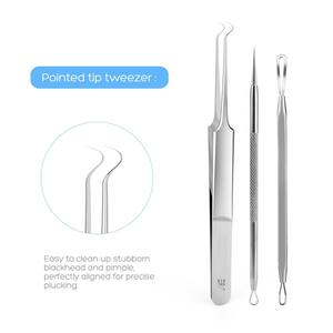 Kit de tratamiento de acné con acabado de espejo de acero inoxidable, 3 uds., extractor de espinillas, removedor de comedones, herramienta de belleza reutilizable - Product Image 3