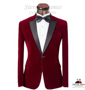 Costumes de smoking élégants pour hommes Steve & James 2020, 100 % laine, simple boutonnage, anti-plis, veste et pantalon pour mariage - Product Image 4